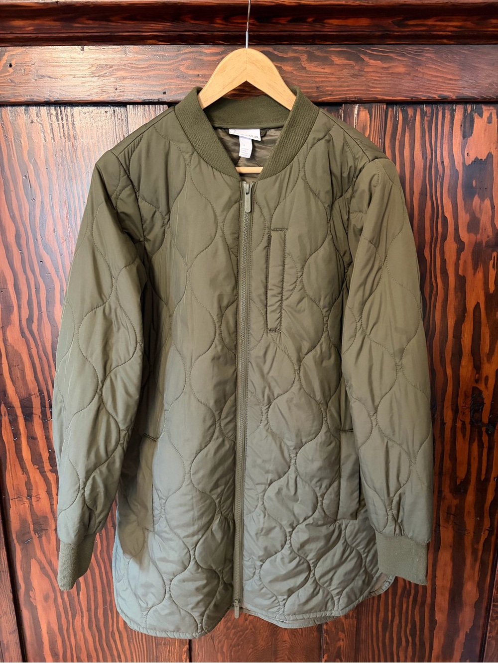 Zella Olive Quilted Bomber Jacket